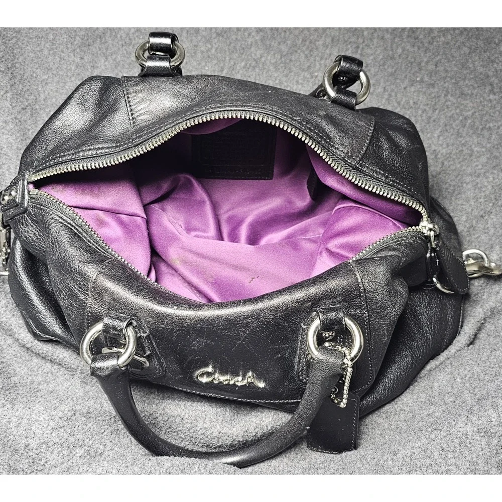 Coach Black Leather Ashley Satchel Purse
